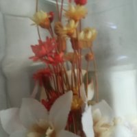Italy ретро стъкло ваза с капаче сухи цветя, снимка 5 - Вази - 27767754