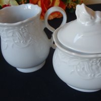 Класическо бяло с релеф Vintage Mitterteich Bavaria Germany Porcelain, снимка 4 - Чаши - 43886665