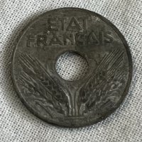 20 сантима Вишистка Франция 1943, снимка 2 - Нумизматика и бонистика - 35649523