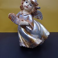 Ангел  ГОЛЯМ от висококачествен полирезин ,  цвят- меланж от сребро, мед, злато., снимка 2 - Статуетки - 43214419