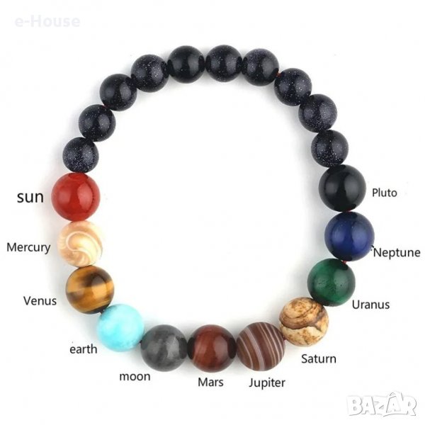 Гривна с камъни , слънчева система , слънце луна планети, снимка 1