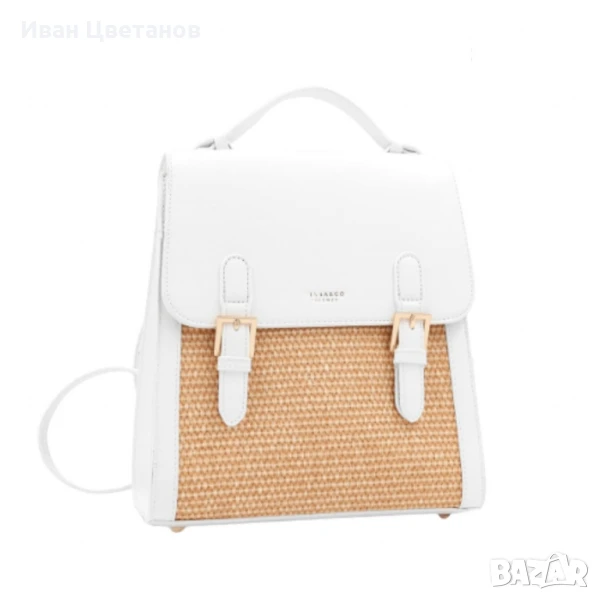 Кокетна дамска раничка, със сламени детайли, снимка 1