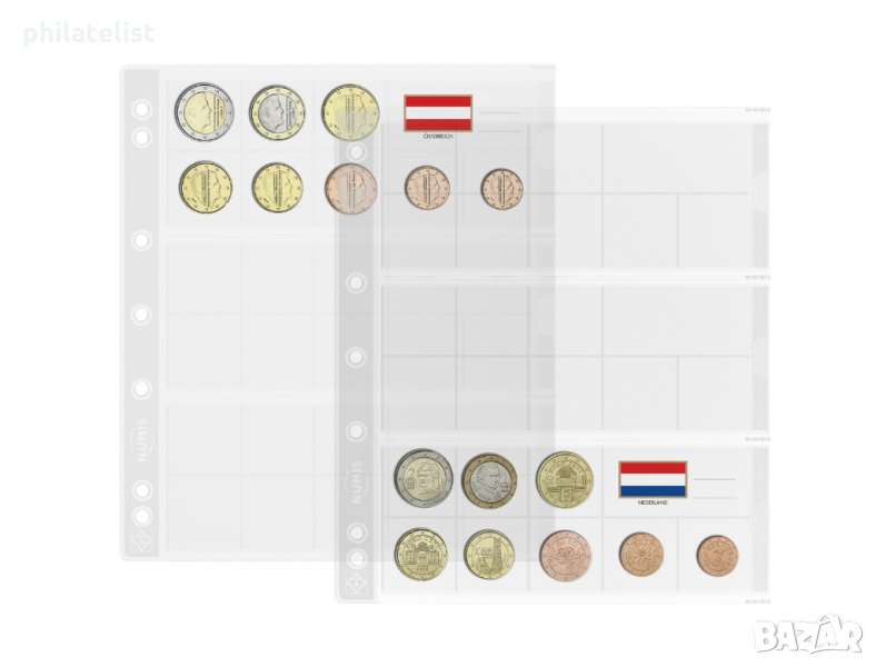 Leuchtturm Numis – EURO листи за три евро-серии / 5бр/, снимка 1