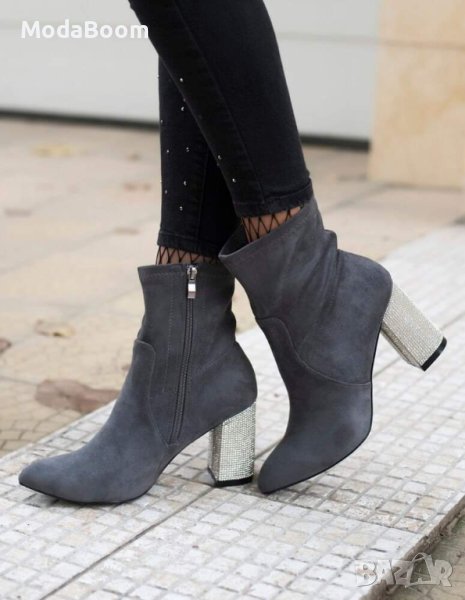 💥НАМАЛЕНИ💥Велурени дамски боти на ток⚡, снимка 1