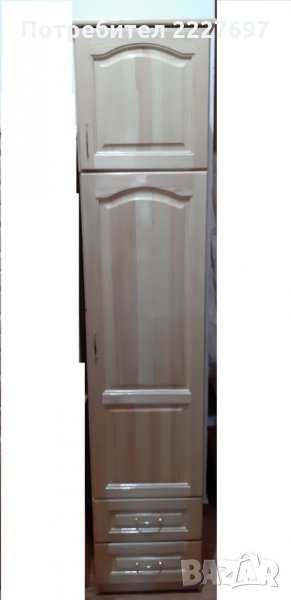 Гардероб еднокрилен масив с 2 чекмеджета, снимка 1