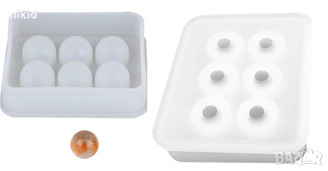6 топчета за наниз силиконов молд калъп форма за бижутерски сладкарски и смола изделия, снимка 1
