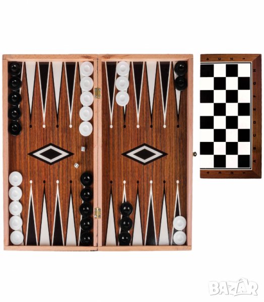 Настолна дървена игра 2в1 - Шах и Табла 48x25.5 - код 1092928, снимка 1