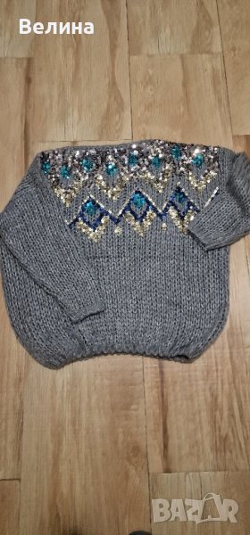 Дамски пуловер с паети, снимка 1