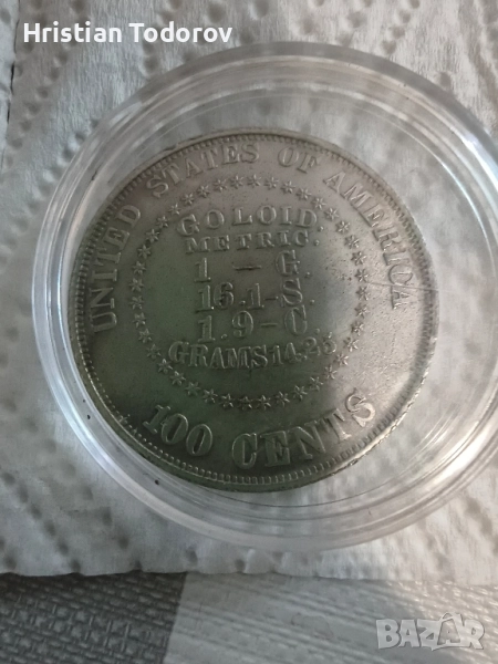Реплика на рядка американска монета - 1878 Goloid Metric Dol, снимка 1