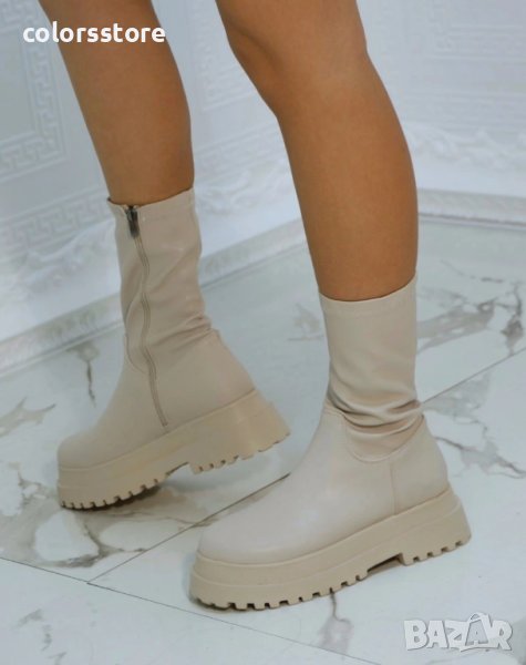 Равни боти - бежова кожа с бежово ходило - NBS1, снимка 1