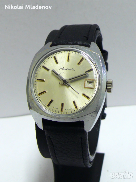 Съветски Ракета Мъжки ръчен часовник, работещ с Дата, снимка 1