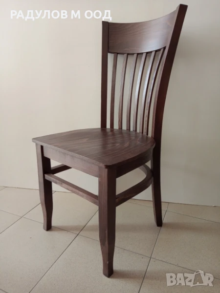 Трапезен стол Атина дървена седалка, цвят орех / 1-047, снимка 1