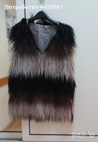 Дамски преливащ елек с дълъг косъм, снимка 1