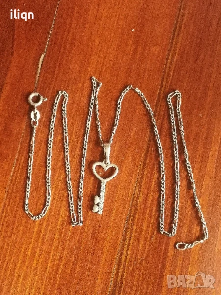 Сребърен синджир с висулка. 925 Проба. 52см. Цена 26,99лв. За Севлиево безплатна доставка., снимка 1