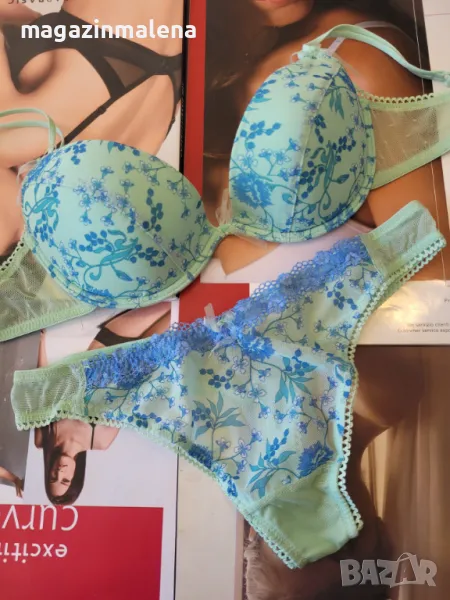 75B,80B+XS,S,M италиански сини,розови,жълти повдигащи комплекти сутиени и прашки сутиен и прашка, снимка 1