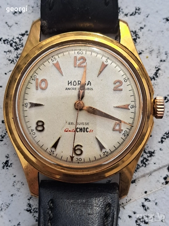мъжки позлатен швейцарски часовник Horga, снимка 1