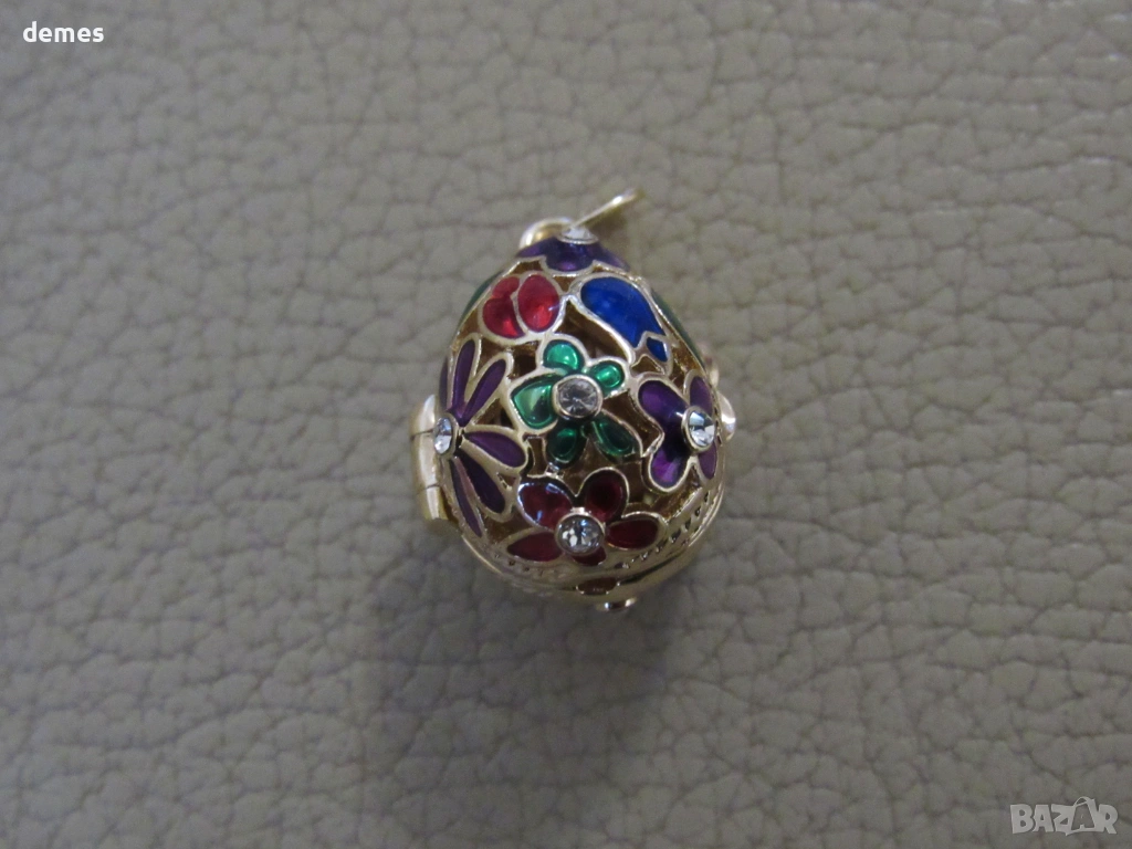 Фино дамско колие с висулка- Яйце Фаберже, ново, снимка 1
