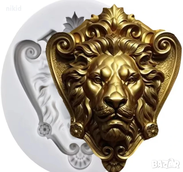 лице муцуна на лъв глава силиконов молд форма фондан гипс декор украса, снимка 1