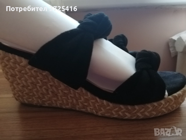 Дамски сандали, номер 36, плетена цяла подметка, ток 8 см, снимка 3 - Сандали - 51468226