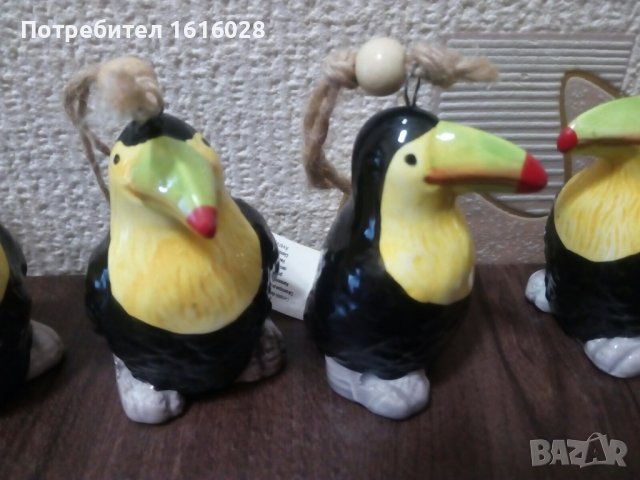 Нови порцеланови фигурки Тукан,дървенни Арт декорации сърца,цветя и др, снимка 1