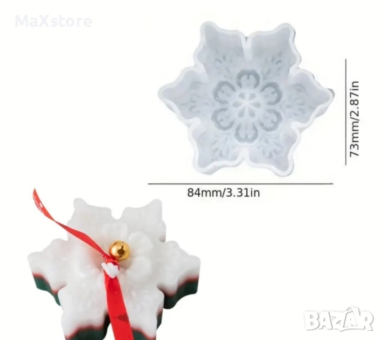 Дълбока снежинка снежинки Силиконов молд форма за свещи гипс сапун смола , снимка 6 - Форми - 51964860