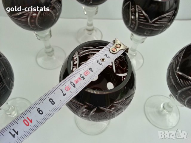 Кристални чаши цветен червен кристал, снимка 3 - Антикварни и старинни предмети - 28251229