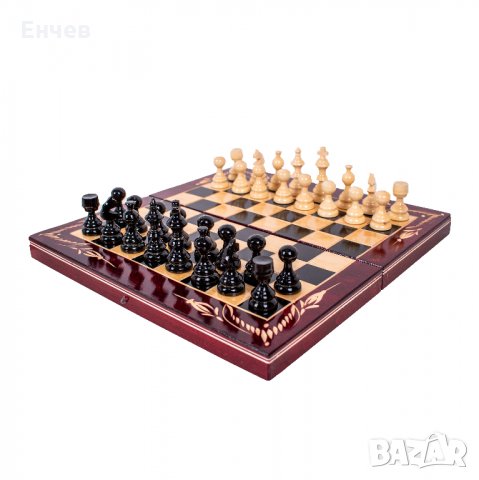 Дървен шах с табла + дървени фигури и пулове, 5 размера, 3 цвята, снимка 3 - Шах и табла - 28401775