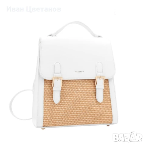 Кокетна дамска раничка, със сламени детайли