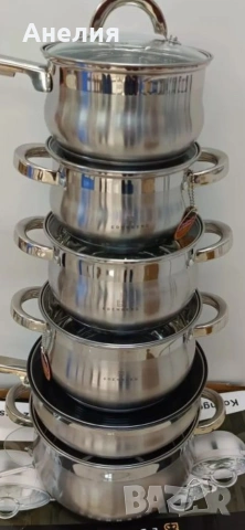 Комплект EDENBERG EB-2420M от 12части - неръждаема стомана с многослойно дъно , снимка 4 - Прибори за хранене, готвене и сервиране - 53407805