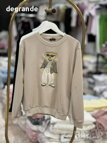 Памучна дамска блуза с мече 