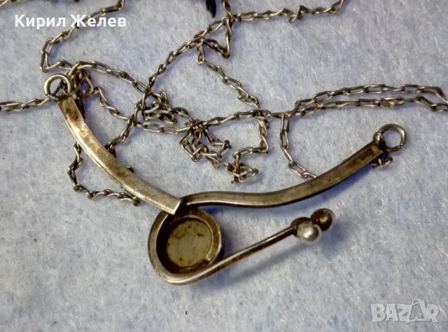 СТАРО АР НУВО СРЕБЪРНО КОЛИЕ СРЕБРО 925 с ЛУНЕН КАМЪК и НУЖДА от ЛЕКА РЕСТАВРАЦИЯ на ВЕРИЖКАТА 32032, снимка 3 - Антикварни и старинни предмети - 50180638