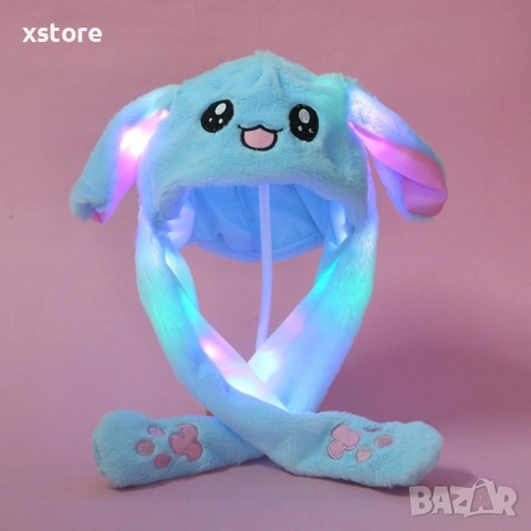 Подвижна шапка зайче с мърдащи се уши и LED светлини, снимка 12 - Други - 52796231