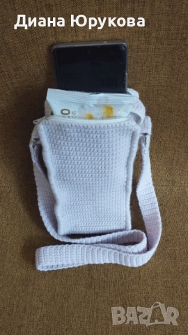 Дамска плетена чанта за телефон, снимка 4 - Чанти - 51225474