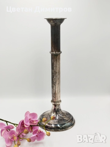 Огромен посребрен винтидж свещник, снимка 13 - Антикварни и старинни предмети - 51725318