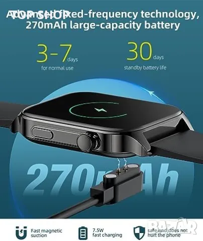 SOUYIE Смарт Часовник - Здраве, Спорт, Bluetooth Обаждания, снимка 3 - Смарт гривни - 49657576