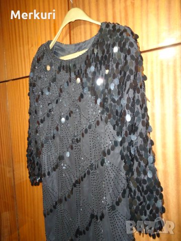 Дамска елегантна черна рокля с пайети, снимка 16 - Рокли - 27340614