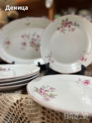  Ябълков цвят на СИП с червени миглички♥️ Плато-36 см 6 броя за основно-23.5 см 