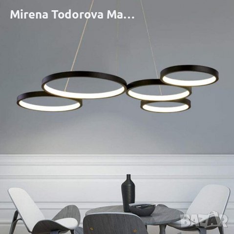 Модерен лед LED полилей висяща Висулка с четири пръстена дистанционно, снимка 4 - Лампи за таван - 38390421