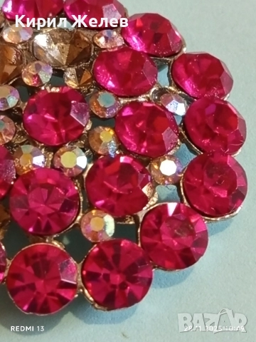 Изящна кристална брошка Арт с кристали ЦИТРИН 52262, снимка 4 - Колиета, медальони, синджири - 52570675