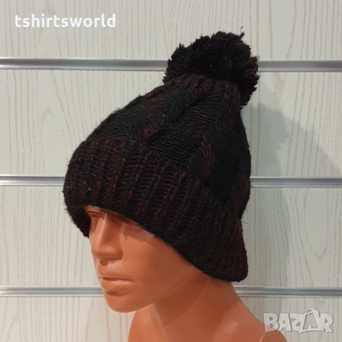 Нова зимна плетена шапка с пух/помпон
