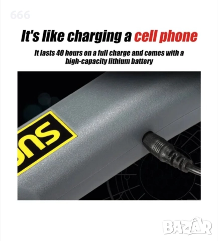 Преносим металдетектор, висока чувствителност, аларма/вибрационен сигнал, сив, 75x25x375mm, снимка 3 - Друга електроника - 52868997