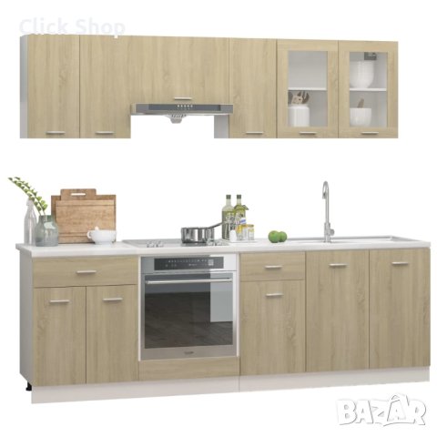 Комплект кухненски шкафове от 8 части, дъб сонома, ПДЧ, снимка 2 - Кухни - 40301904