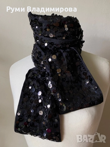 Шал с пайети в черно и кафяво/ различни видове, снимка 5 - Шалове - 47544666