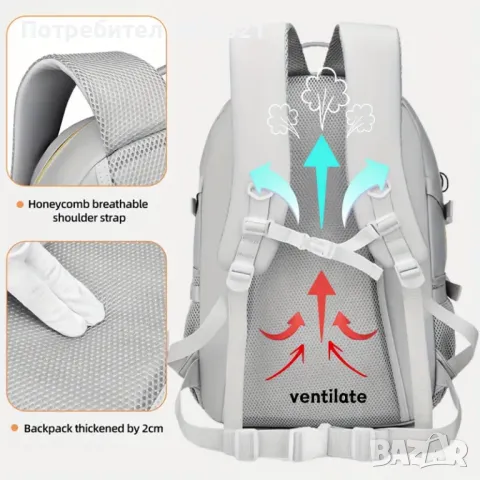 Голяма Висококачествена раница за туризъм с много отделения, за обувки, снимка 6 - Раници - 48743528