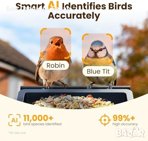 Нова Смарт хранилка за птици с AI разпознаване и 2.5K камера за открито, снимка 4 - За птици - 52544314