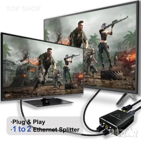 1000Mbps Ethernet RJ45 Gigabit мрежов сплитер 1 към 2/USB захранващ кабел/за кабел Cat 5/5e/6/7/8, снимка 5 - Мрежови адаптери - 49308737