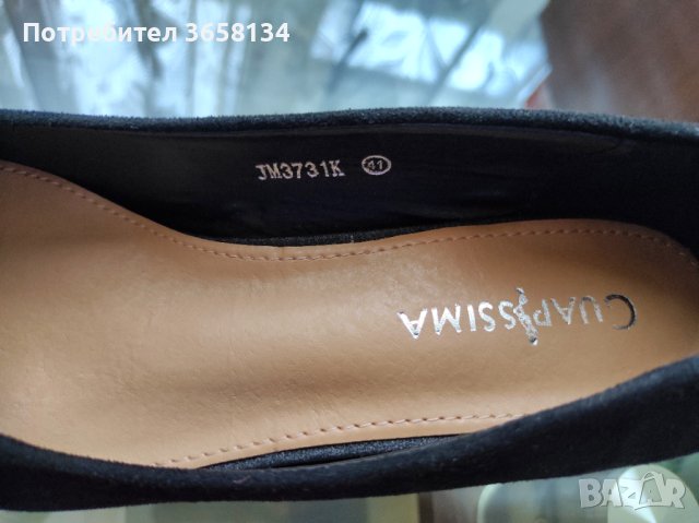 Нови черни дамски обувки с нисък ток от набук, снимка 5 - Дамски обувки на ток - 43593230