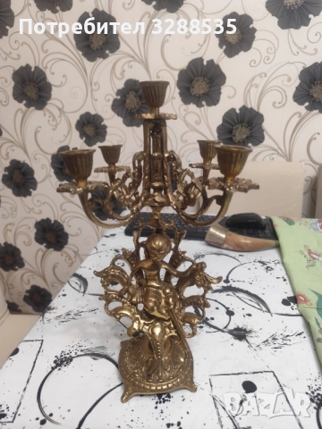 Месингов свещник, снимка 2 - Антикварни и старинни предмети - 52777847