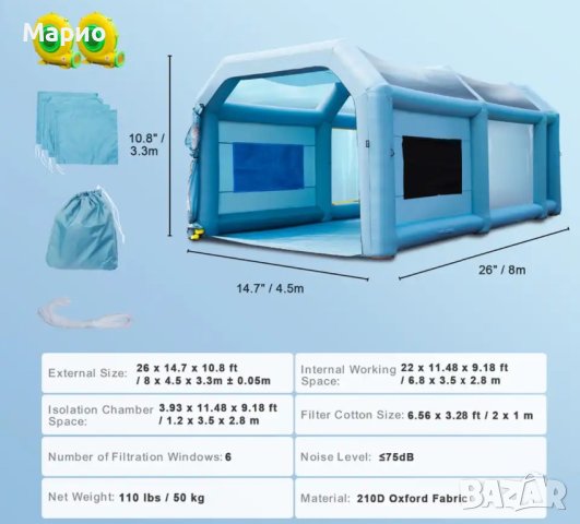 Мобилна надуваема камера за боядисване, снимка 11 - Бояджийски услуги - 43148433