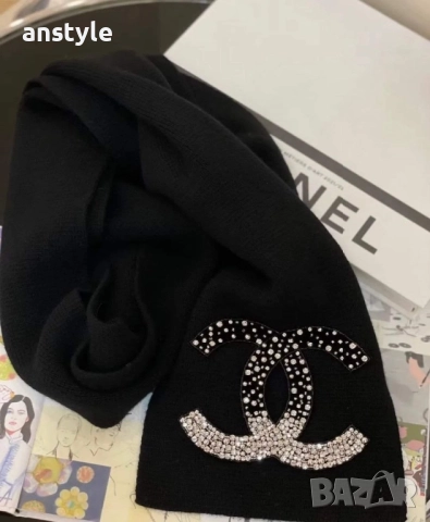 Луксозен шал в бяло и черно, снимка 5 - Шалове - 51664516